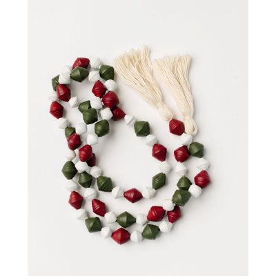 Chunky Paper Bead Garland w/ Tassles