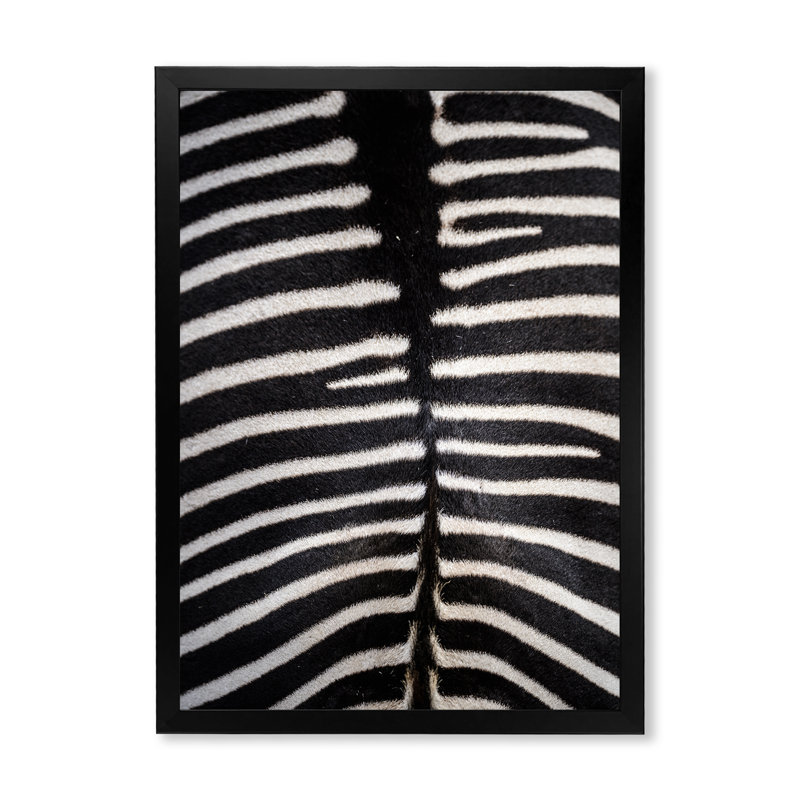 Peau de zèbre - reproduction de cadre photo sur toile, Toile avec cadre photo noir, H 20 po x l 12 po x P 1 po