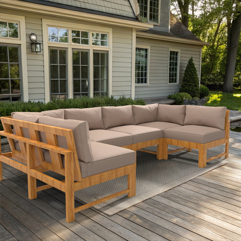 Outdoor Olefin Foam Seat and Polyfill Back Cushion Set, 5 inch Thick Foam, UV Proof Patio Furniture, Beige