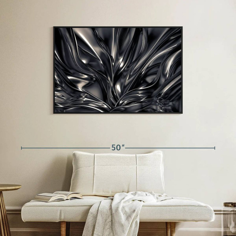 Avery Black And Silver Abstract, 27" H x 40" W