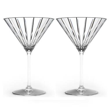 Classic Cocktail Glassware for Champagne, Martini, Manhattan, Cosmopolitan, Sidecar, Crystal Speakeasy Style Goblets Stems (Set of 6) Orren Ellis