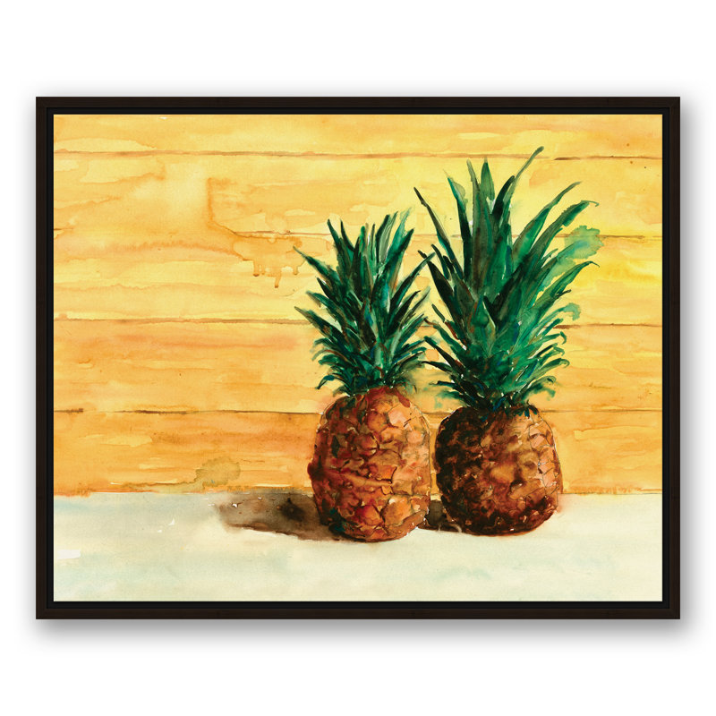 «Tropical Beached Pineapple pair», reproduction sur toile, Encadré, H 24 po x l 30 po