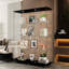 Grande vitrine à 4 tablettes en verre noir pour chambre à coucher, convient aux figurines, vin, whisky, verre trempé de 5 mm, armoire en bois, rangement en métal à rivets, poignée solide