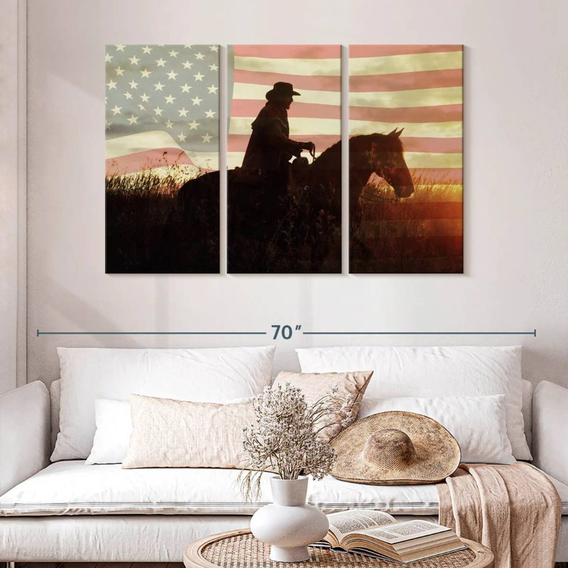 Lelar Cowboy US Flag, 32" H x 50" W