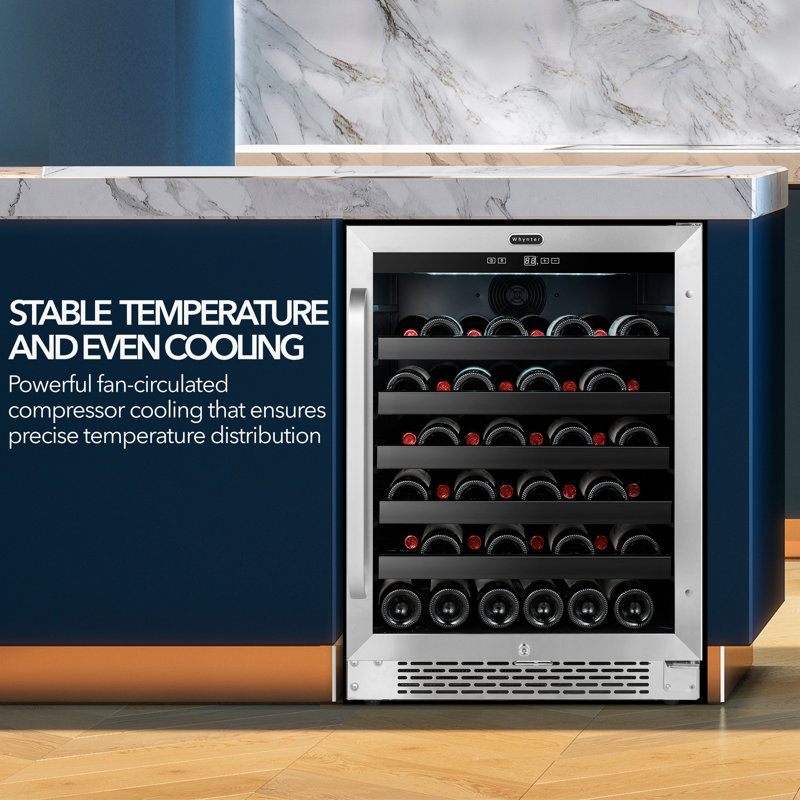 Whynter 24'' width 46 Bottle Single Zone Built-In Wine Refrigerator with Lock