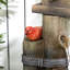 Fontaine d'extérieur avec cabane à oiseaux Outsunny, bain d'oiseaux en cascade avec tronc d'arbre rustique à 3 niveaux, lumières DEL pour porche, terrasse, décor de jardin, brun