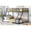 Lit superposé simple au-dessus de grand lit en métal avec échelle inclinée et structure en acier durable SteelHaven