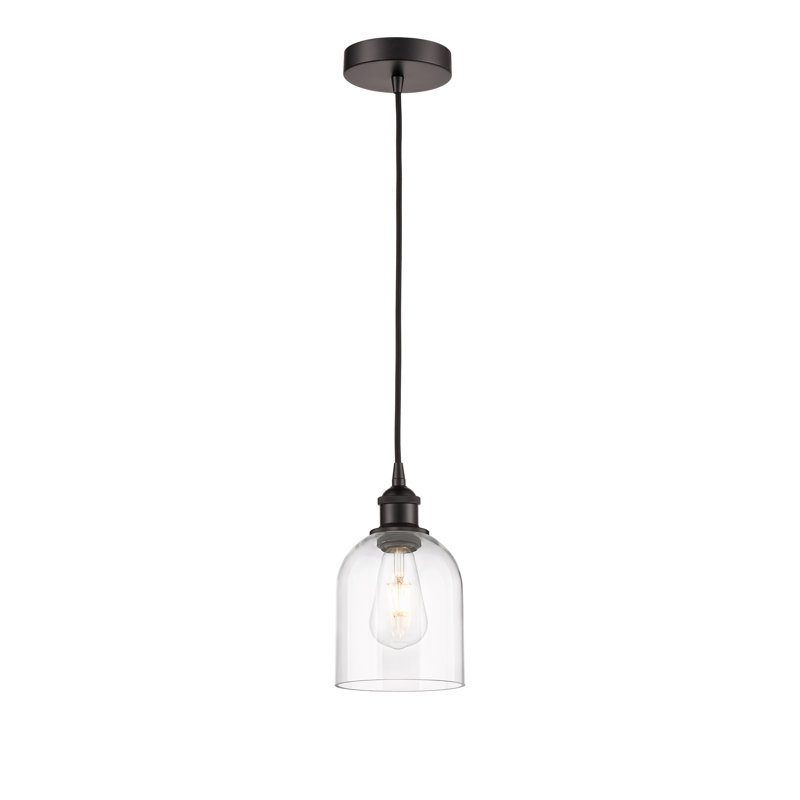 Edison Anacaren 1 Light 6" Cord Hung Pendant-616-G558, Oil Rubbed Bronze, Clear