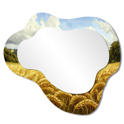 Countryside Golden Fields In Summer Light I - Countryside Irregular Asymmetrical Mirror, Country Wall Mirror, Printed on Metal