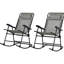 Ensemble de 2 chaises berçantes d'extérieur avec appuis-tête, pliables et confortables pour le patio et la cour, résistantes aux intempéries et portables