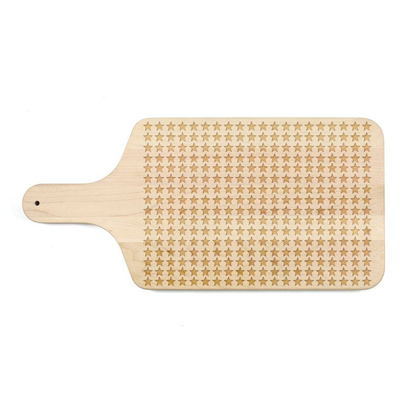 Patriotic Maple Wood Paddle Cutting Board with Stars