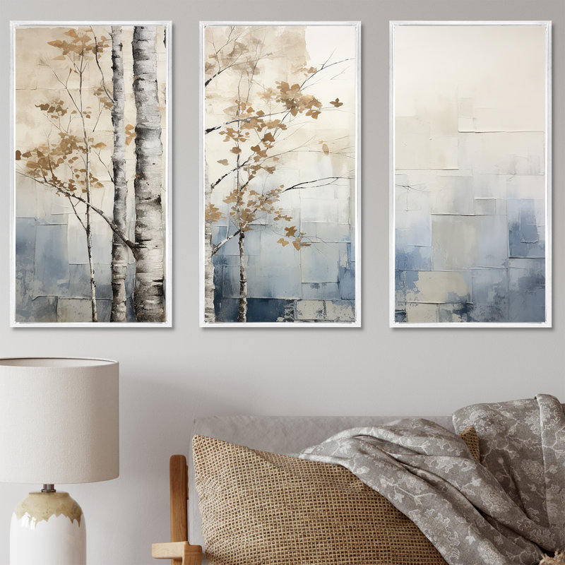 Croce - ensemble d'art mural forêt, H 40 po x l 60 po x P 1 po, Cadre flottant blanc