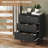 Fluted Nightstand, Mid Century Modern Wood Night Stand with 3 Drawers-400164501-400164500