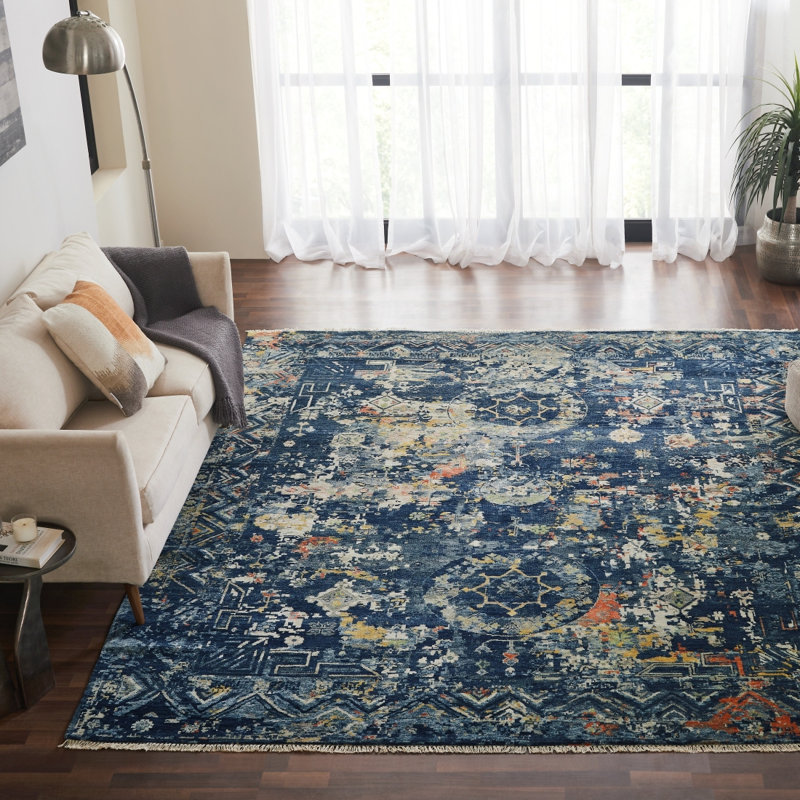 Tapis indigo multicolore Labriola, Rectangle 4' x 6'