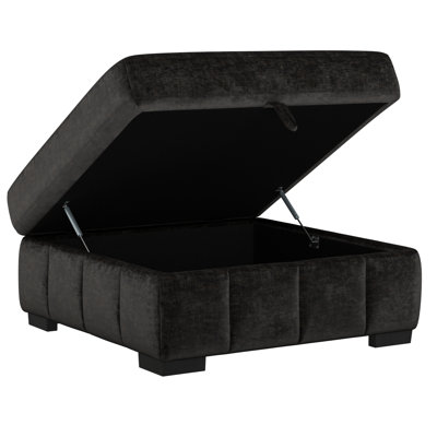 black upholstered storage ottoman