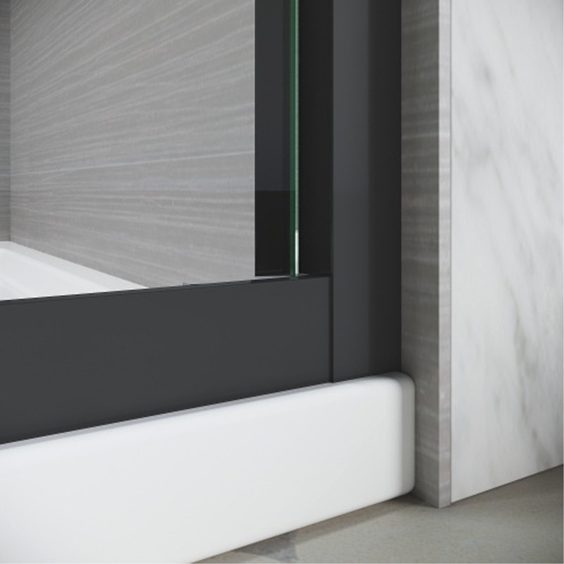 Sliding Shower Glass Door 56-60 In. W X 72 In. H, Adjustable Semi Frameless Shower Door, Certified Thick Clear Clear Tempered Glass, 304 Stainless Steel Handles, Gun-Grey