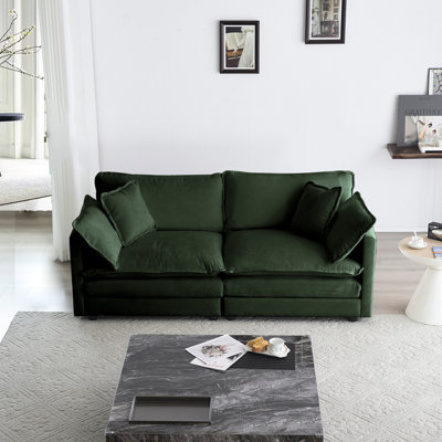 Chenille pour espace de vie, 2 avec 4 coussins, structure en bois, revêtement, coin salon confortable - 2 tissus de luxe