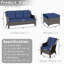 Ensemble de conversation modulaire d'extérieur brun 5 pièces avec coussins bleus et repose-pieds-26312685