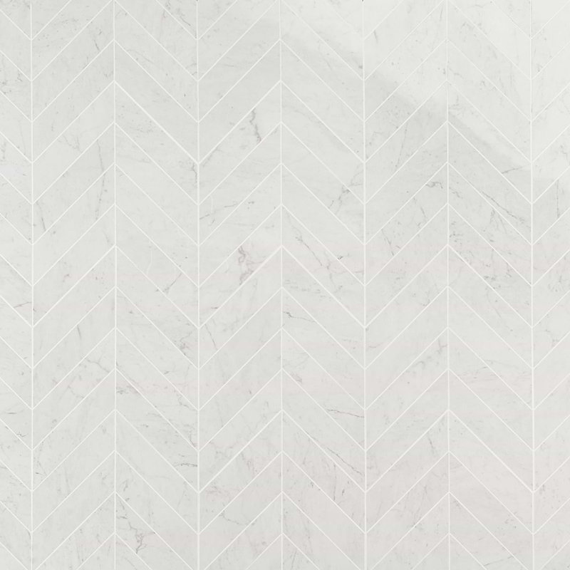 Dreamstone 2X8 Chevron Polished Porcelain Mosaic, Carrara Giola