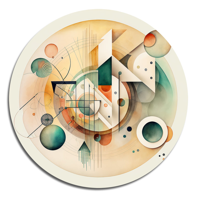 «Warm Minimalist Circular Abstract II - Abstract Minimalisme», art mural rond sur métal, L 29 po x H 29 po