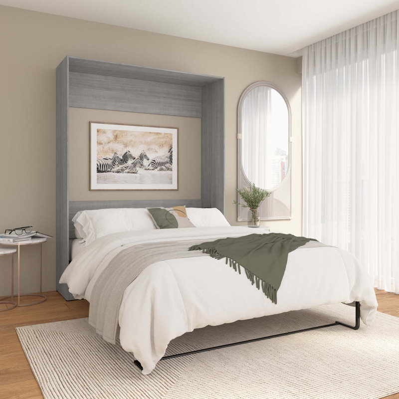 Lit escamotable Oneybrook, Gris platine, Grand