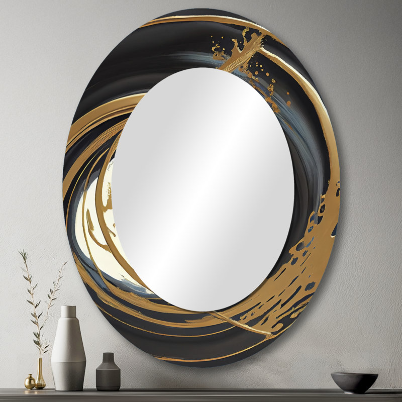 Miroir mural noir et doré II, 43 po x 33 po