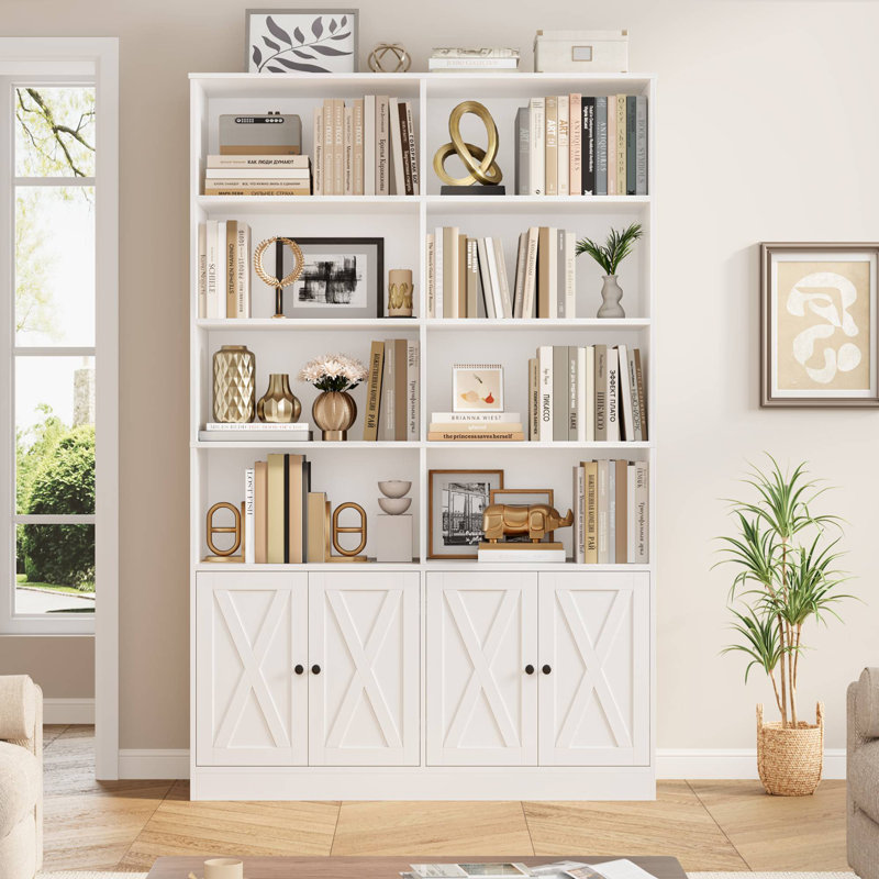 Kirklyn 71-Inch Tall 6-Shelf Bookcase with Storage Cabinet, Freestanding Bookshelf Organizer for Living Room, Office, Study