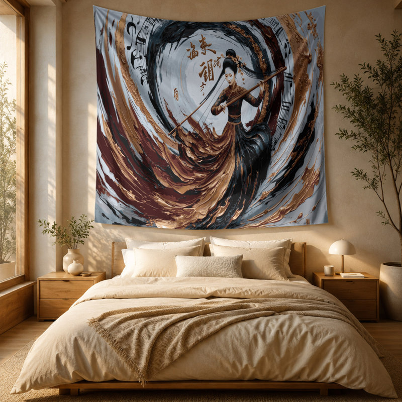 Tapisserie murale Erhu musical, 88 po x 104 po
