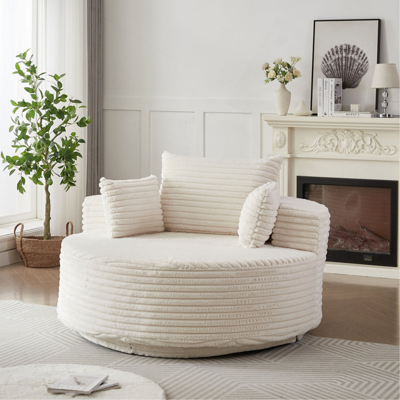 Boneless 55''L Chenille Foam Single Swivel Chair, Fluffy Modern Sleeper, 360 Degree Swivel Chair For Living Room, Bedroom, Lounge And Projection Room