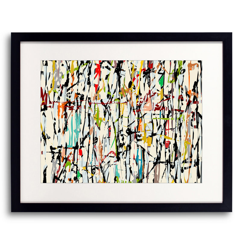 Pollock Wink 2 Print by Angel Estevez, Black Single Picture Framed Paper, 17.2" H x 21.2" W x 0.88" D, White