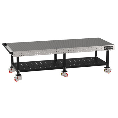  (CTE) Classroom Welding & Fixture Table, Carbon Steel Top, Mobile, Casters, Storage Shelf, Handle, Powdercoat Legs, Made In The USA