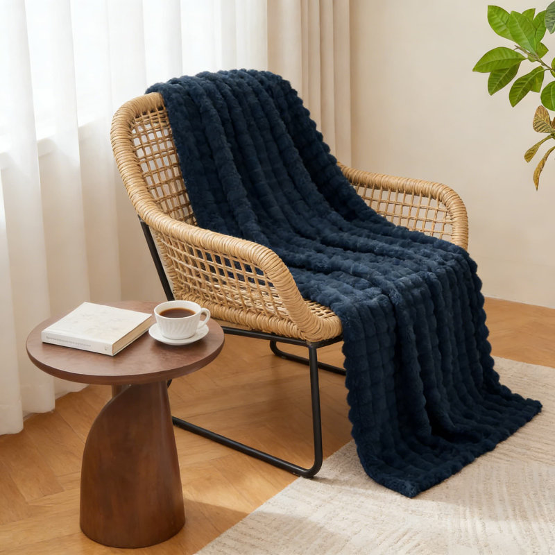 Jeté luxueux en molleton à carreaux 3D, couverture moelleuse douce et chaude pour canapé, lit et décoration intérieure