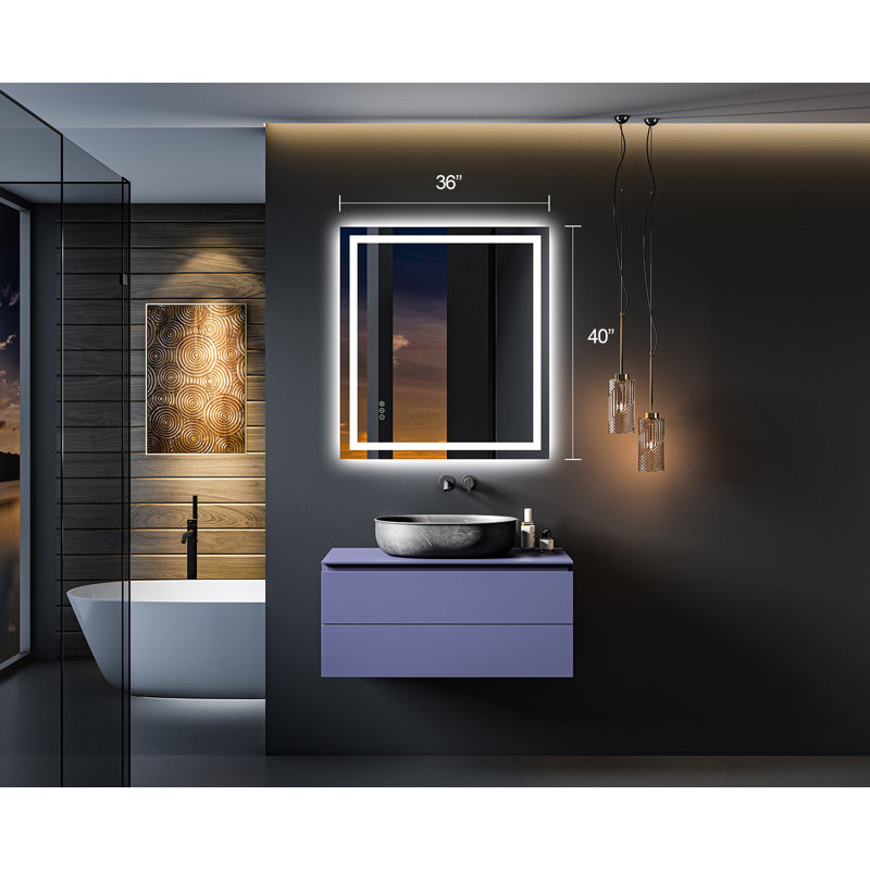 Miroir de salle de bain / de meuble-lavabo à DEL en verre trempé anti-buée certifié UL - Basics by Wayfair ™, 40 po x 36 po