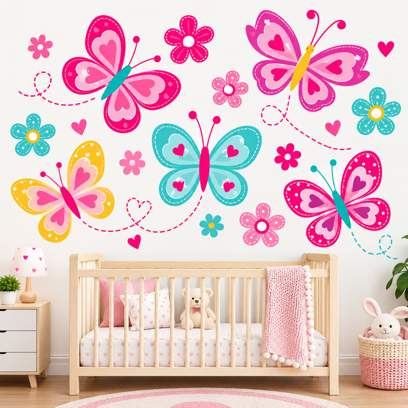Décalcomanie murale papillon et fleur, Schéma A