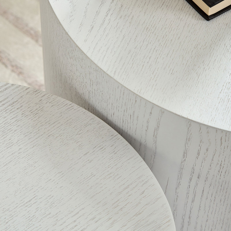 Panneau de fibres à densité moyenne avec placage de frêne / chêne / placage de noyer / Ensemble de 2 tables de bout / tables de bout / tables gigognes