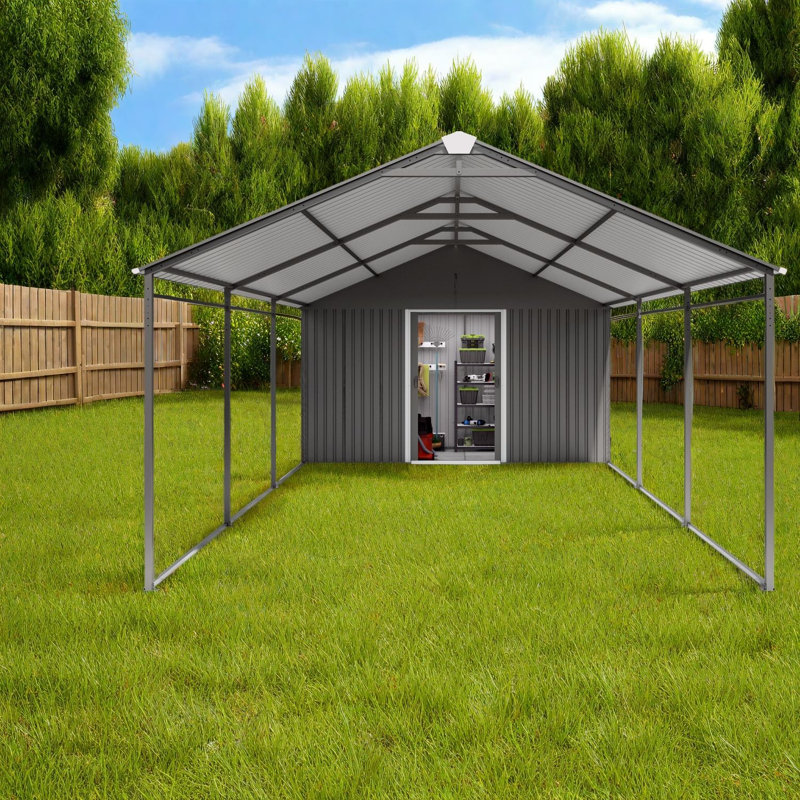 Remises multifonctionnelles avec rangement, abri d'auto moderne en acier 12 x 25 pi pour la maison