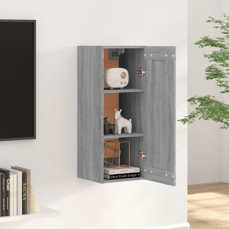 Kanesu Display Cabinet, 60cm H x 50cm W x 31cm D, Grey Sonoma