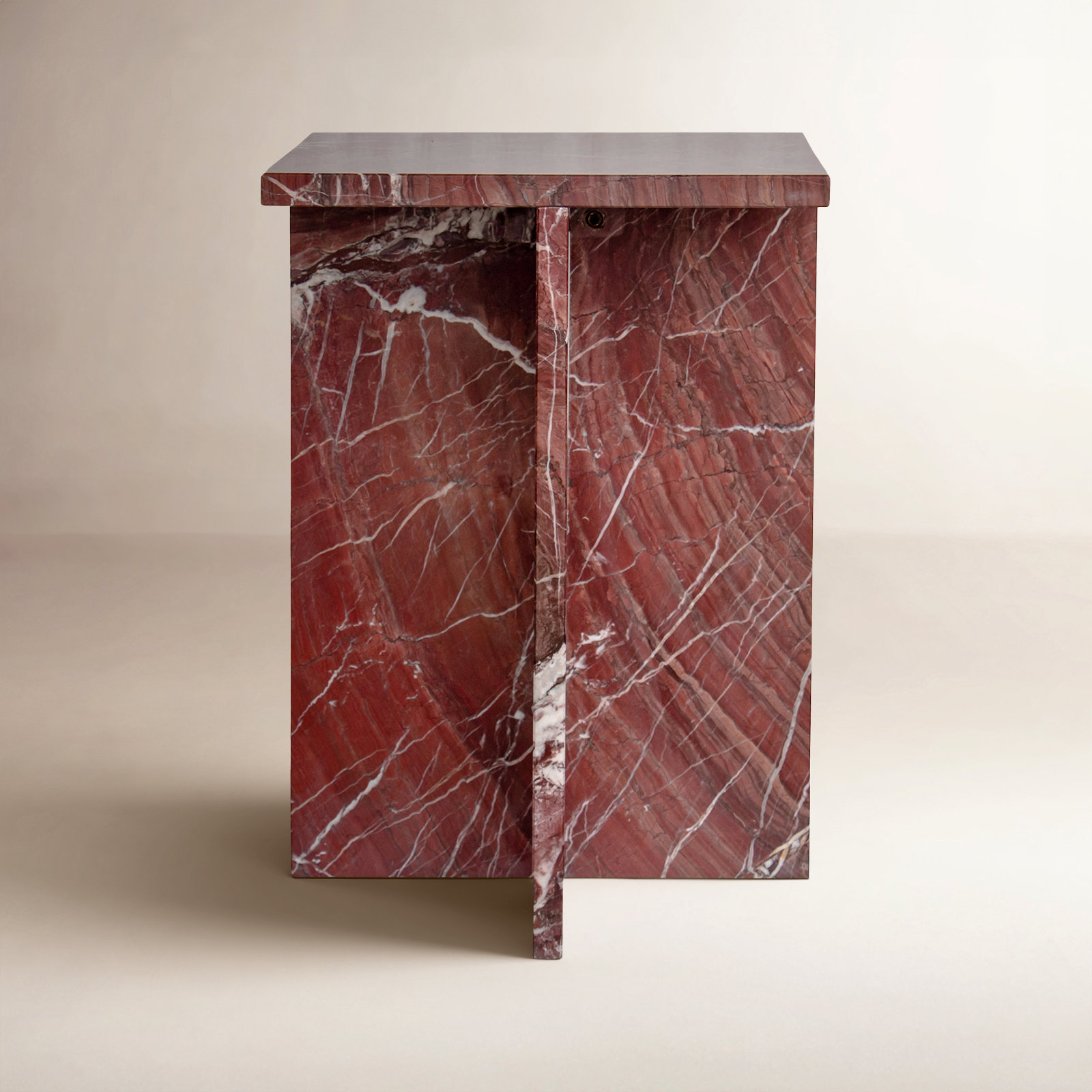 Rience End Table, Red Marble