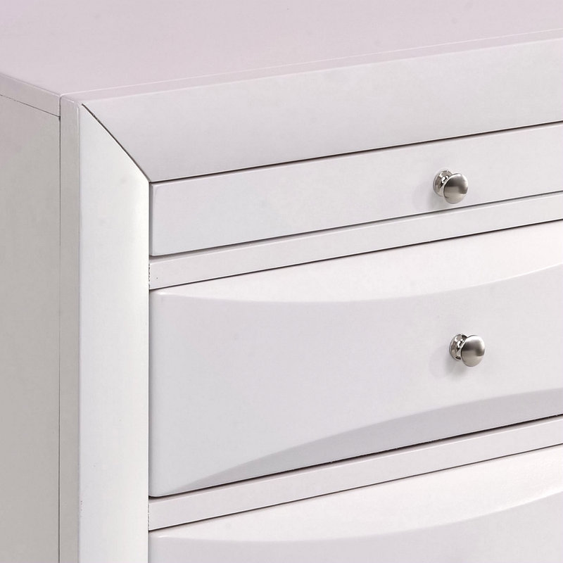 Table de chevet avec 2 tiroirs, Blanc
