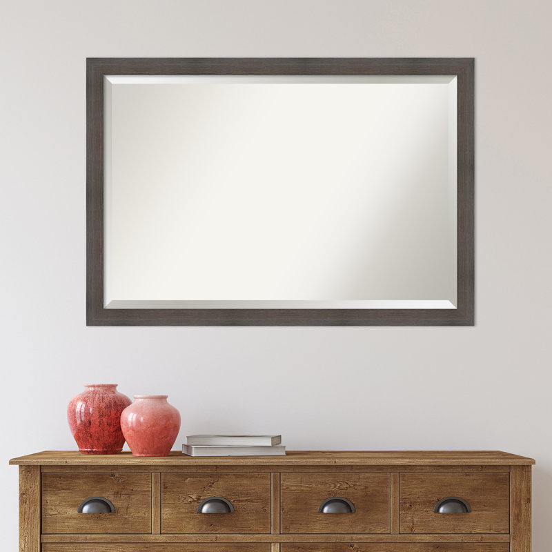 Modeste Flat Mirror, 27" x 39", Distressed White