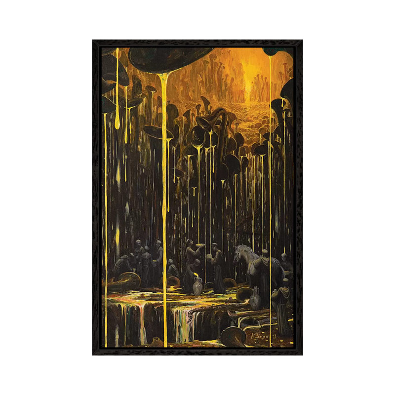 The Realm Where Music Flows by Adrian Borda - Painting on Canvas, Black Framed, 66.04 cm H x 45.72 cm W