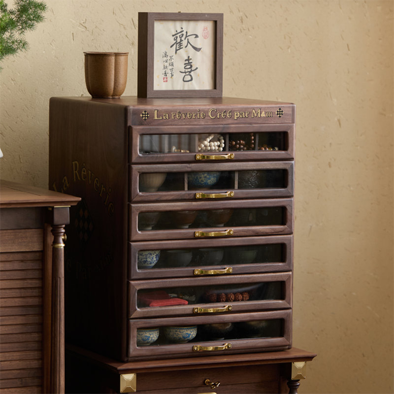 Nut-brown Rectangular Solid Wood Jewelry Armoires