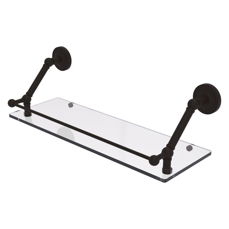 Tablette flottante avec barre de galerie Alcott, Bronze huilé, H 8 po x l 24 po x P 8,6 po