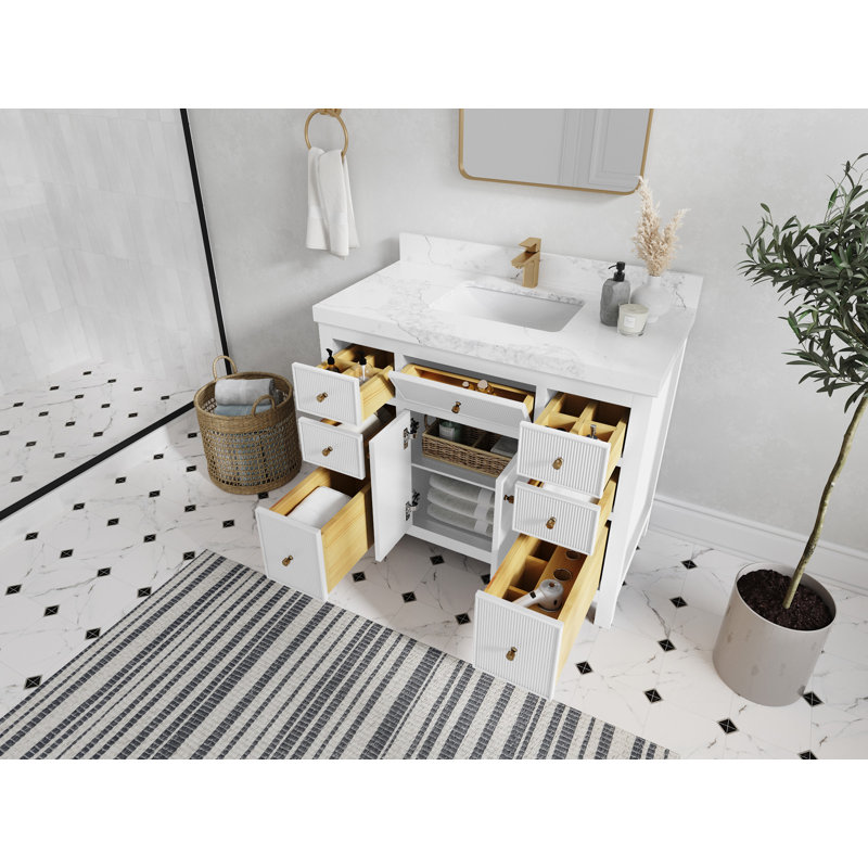 Ensemble de meuble-lavabo simple 36 po, Calacatta Laza, Blanc, 42"