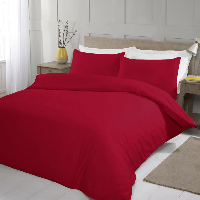 Microfiber No Pattern Duvet Cover Set with Pillowcases, Single Duvet Cover Set + 3 Additional Pieces, Burgundy