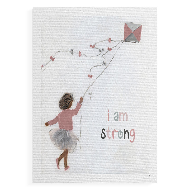 «Girl Flying Kite», impression sur toile seulement - non encadrée, H 18 po x l 12 po