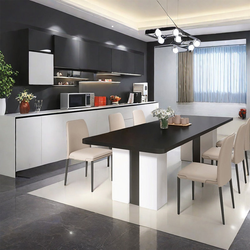 Ensemble de table de salle à manger moderne et minimaliste noir, H 29,5 po x L 70,9 po x l 31,5 po