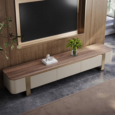 Meuble télé en bois massif de luxe clair