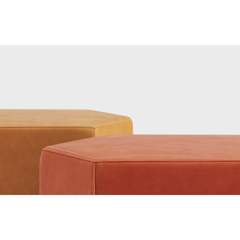 Repose-pieds en cuir véritable Hecks, Cuir véritable chameau