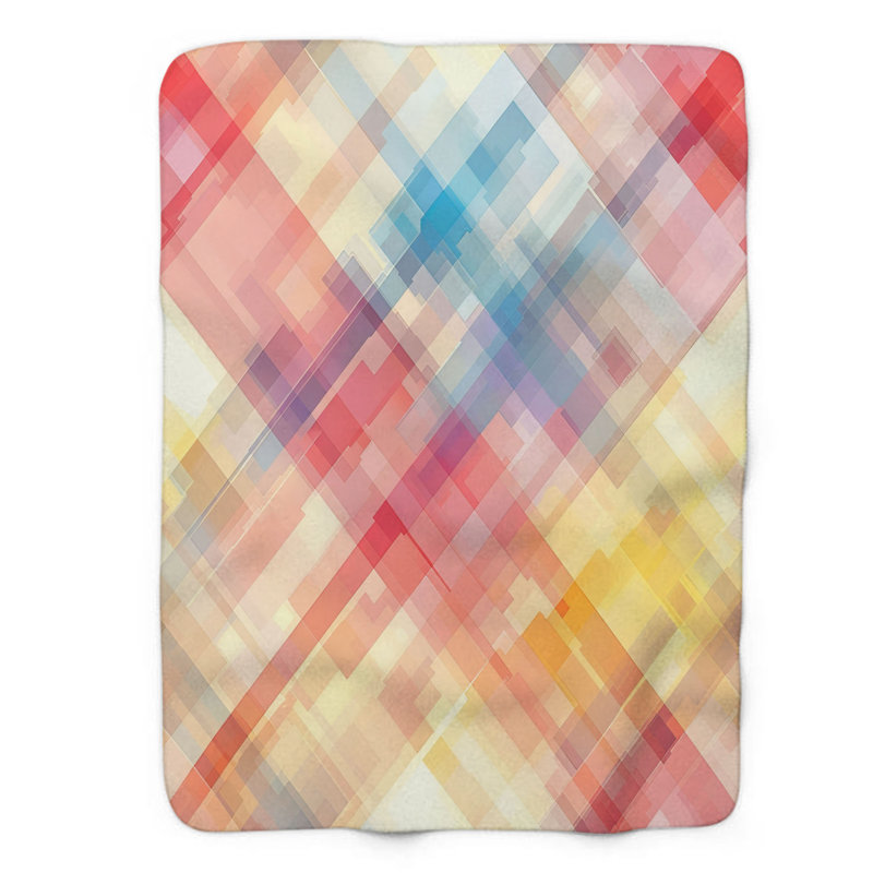 Tartan aquarelle - couverture Sherpa de qualité supérieure 1 pièce, Grand lit
